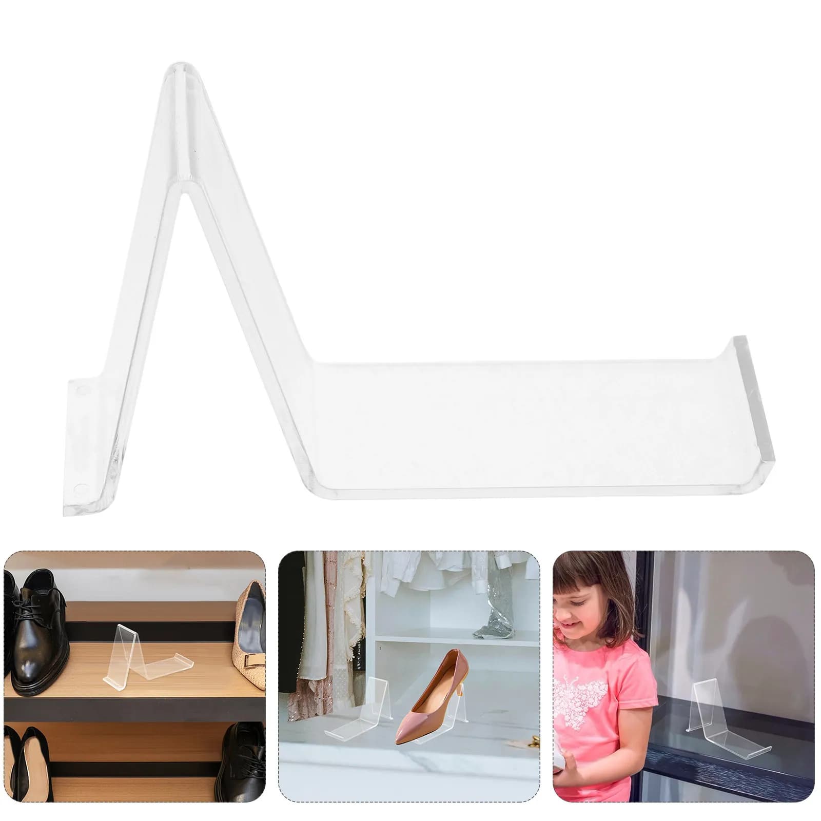 4pcs Shoe Display Rack Transparent Acrylic Sneaker Stand Sandals Holder Clear Retail Store Shelf Women Shoe Organizer