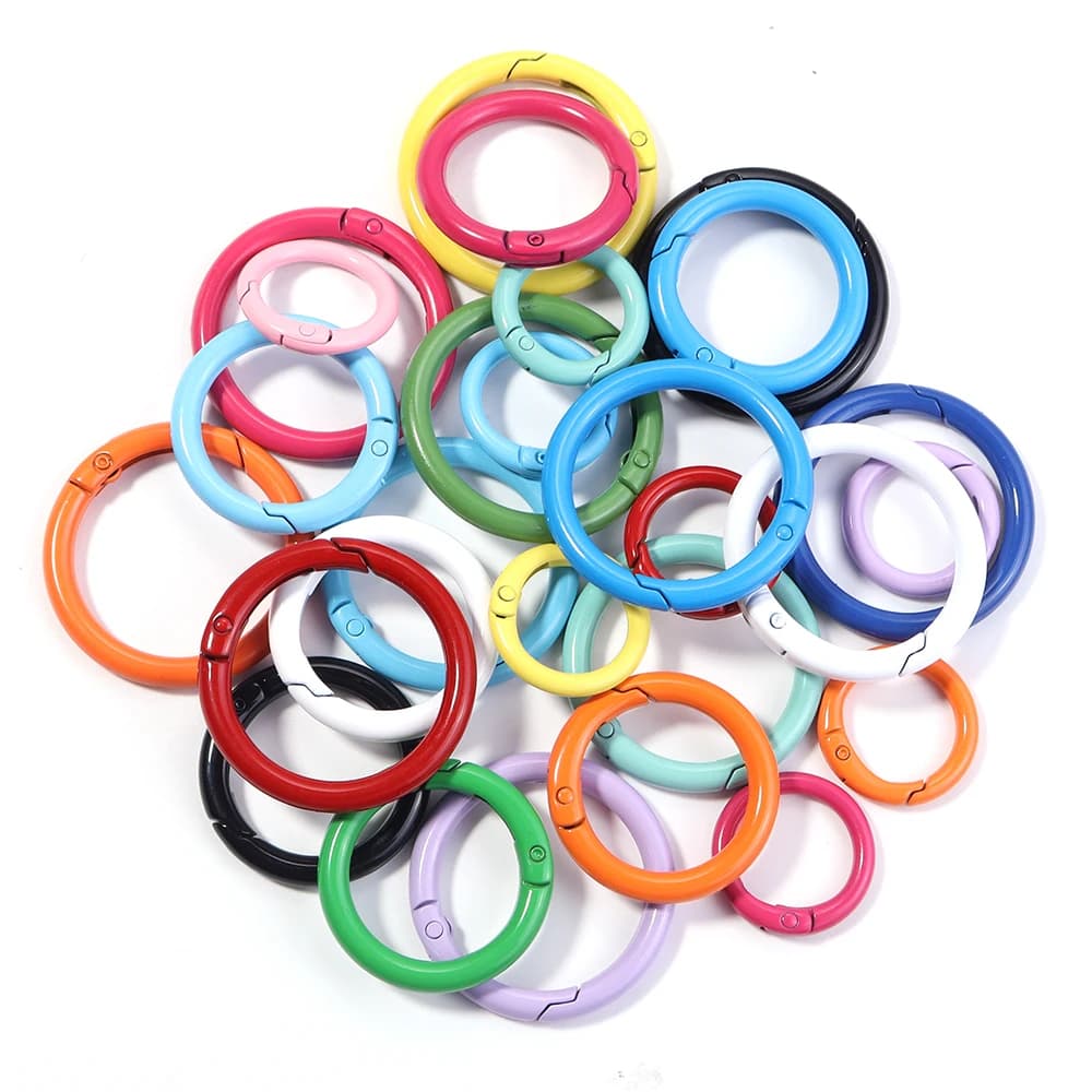5/10 Pezzi Moschettoni Rotondi Apribili in Lega da 25/35/41mm con Anello a O e Molla, Ganci per Portachiavi, Catena per Cani, Accessori Fai da Te per Artigianato