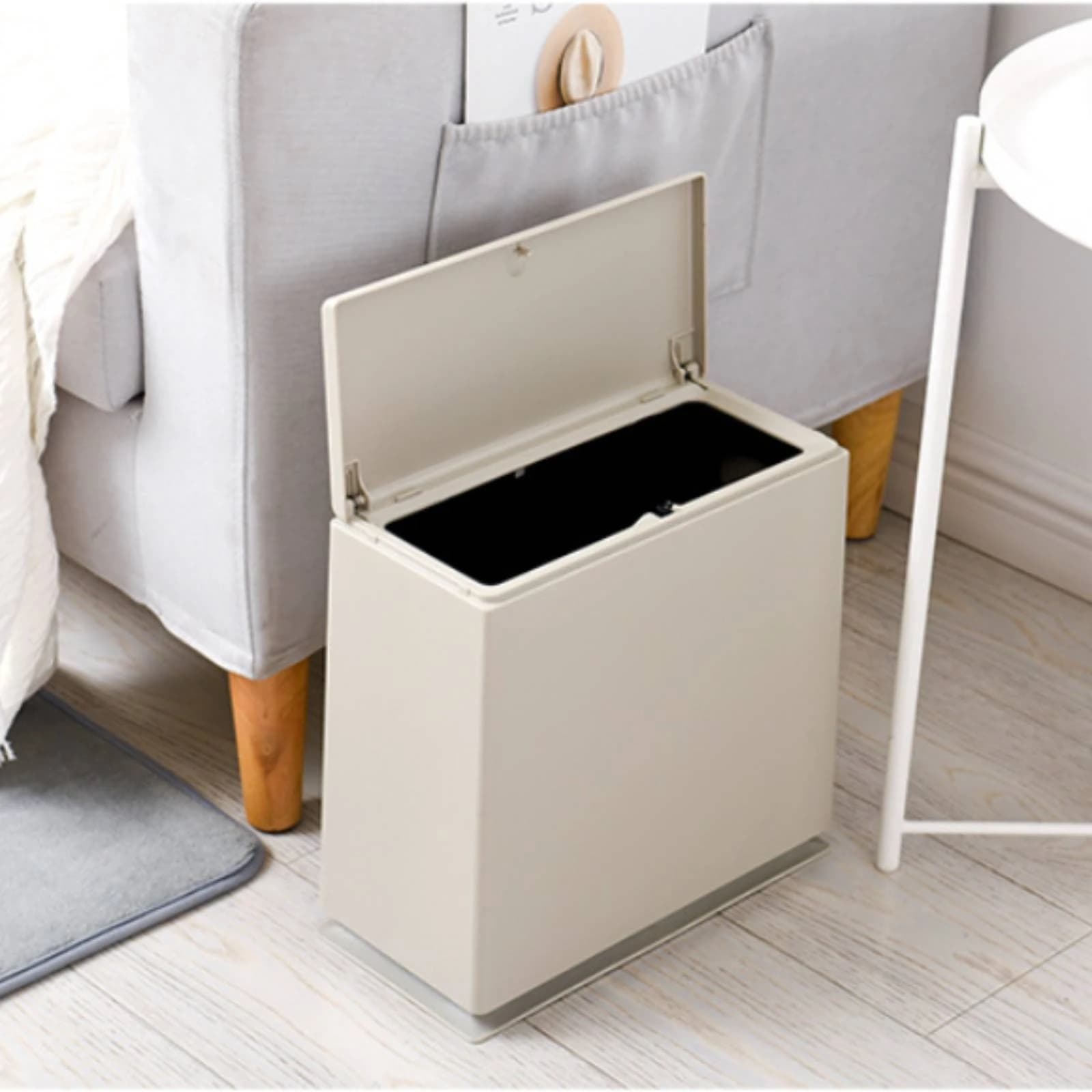 Press-Open Trash Bin Compact Square Trash Bin Wastebasket Easy to Clean Household Storage Smooth Surface for Bedroom