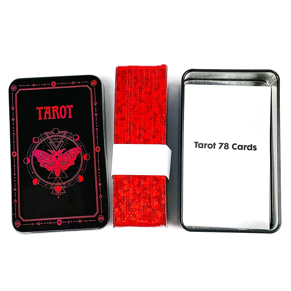 Occult Tarot In A Tin Metal Box Tarot Deck With PDF Guide Book Fate Divination Cards Game,Great For Beginners & Party Games