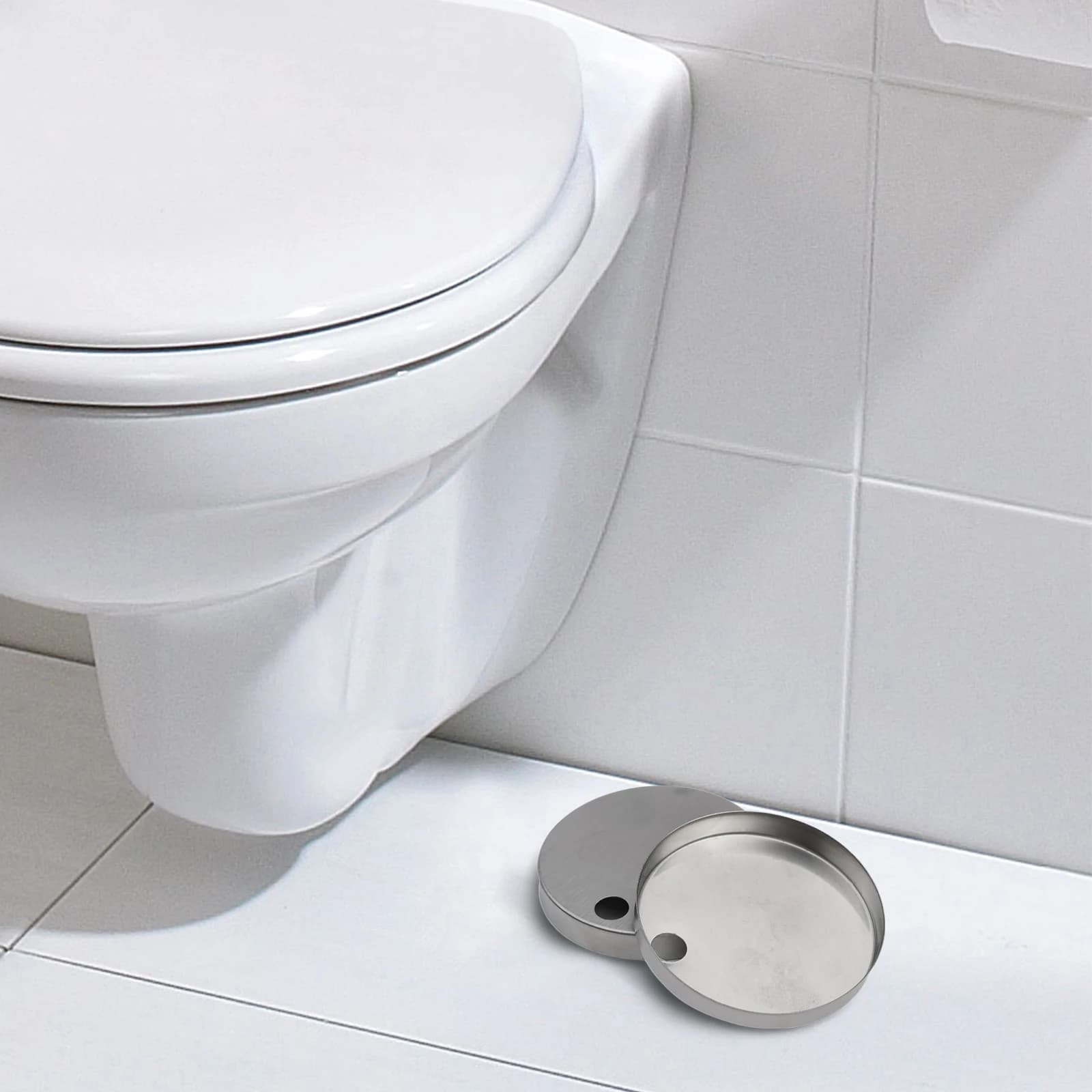 Brushed Stainless Steel Toilet Base Hinge Cover 60mm for Top Fix Toilet Bases for slim Bathroom Fixture Covers 2 Pieces