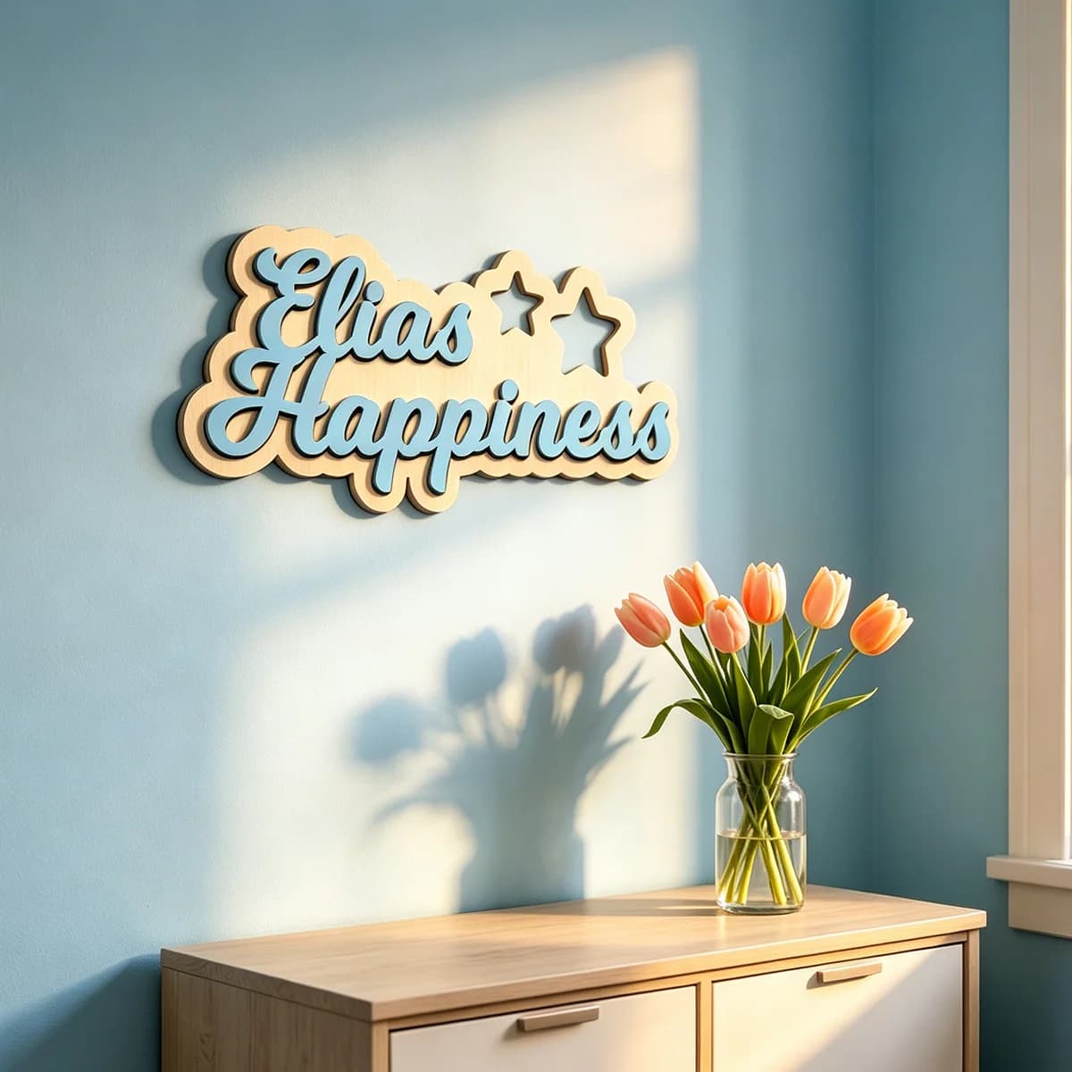 1pc wooden plaque with customizable name, double-layer custom content, suitable for room and home decoration, door decoration