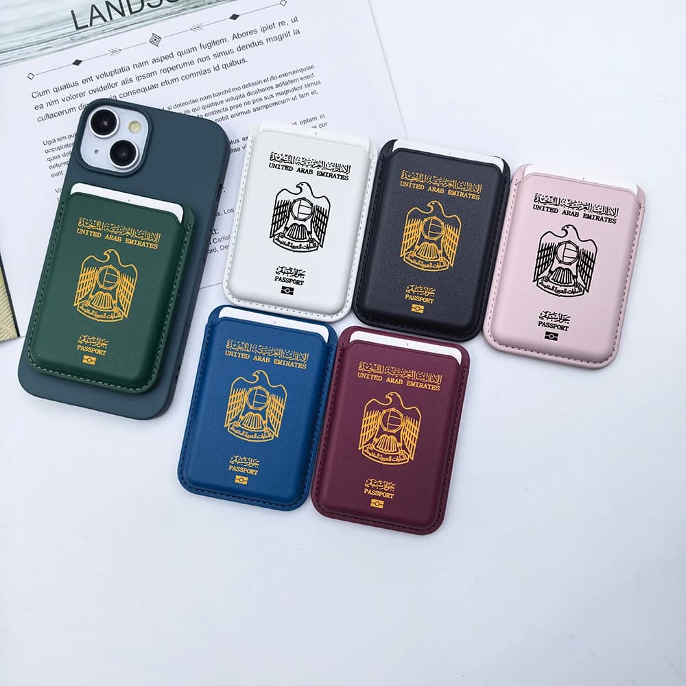 United Arab Emirates Passport Magsafe Magnetic Leather Wallet Case For iPhone13 17 Pro Max 16 14 15 S25 Card Holder Bag Cover