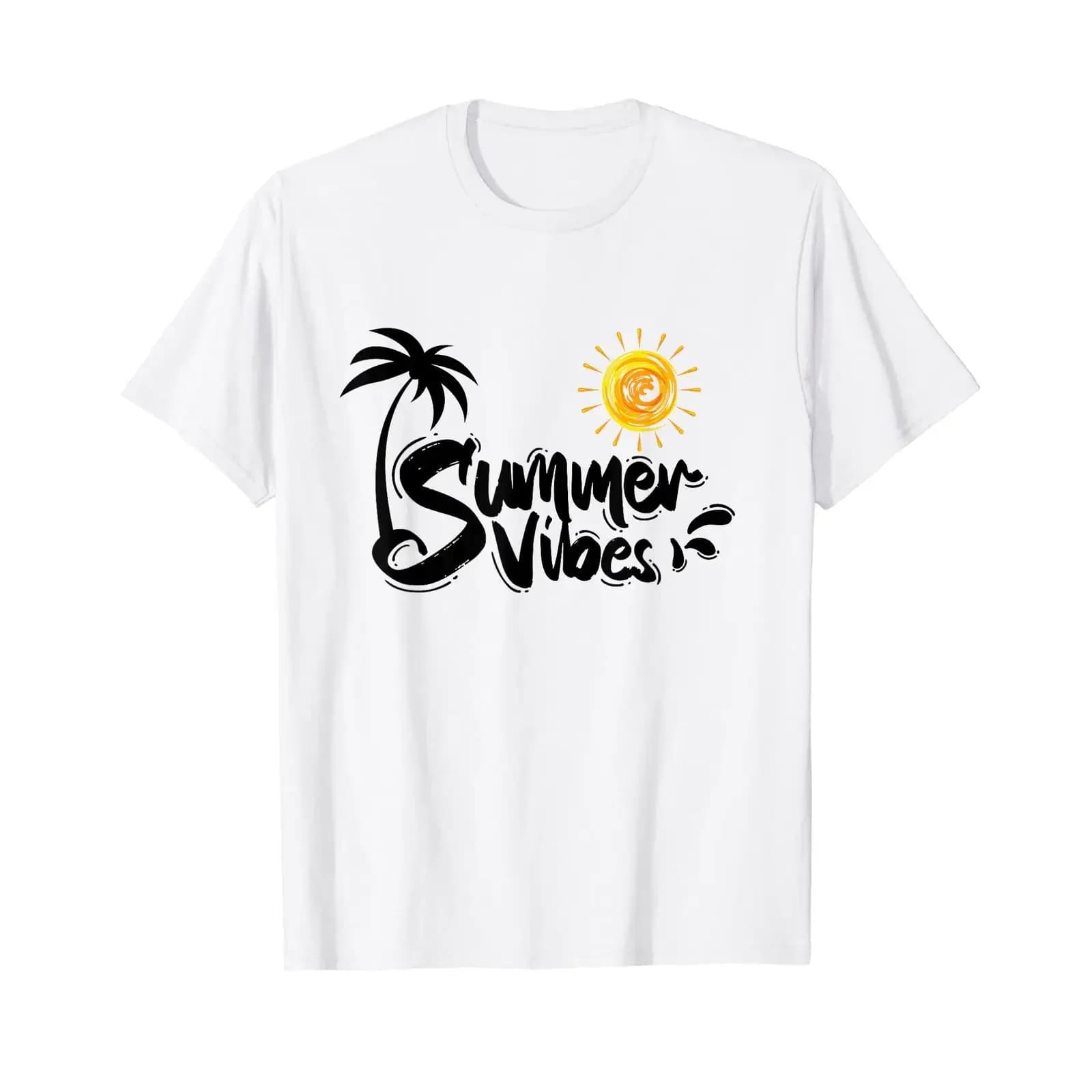 Beach summer sun vacation palm tree vibes T shirt white vintage Washed Soft Slightly fashion Stylish Unisex Breathable graphic