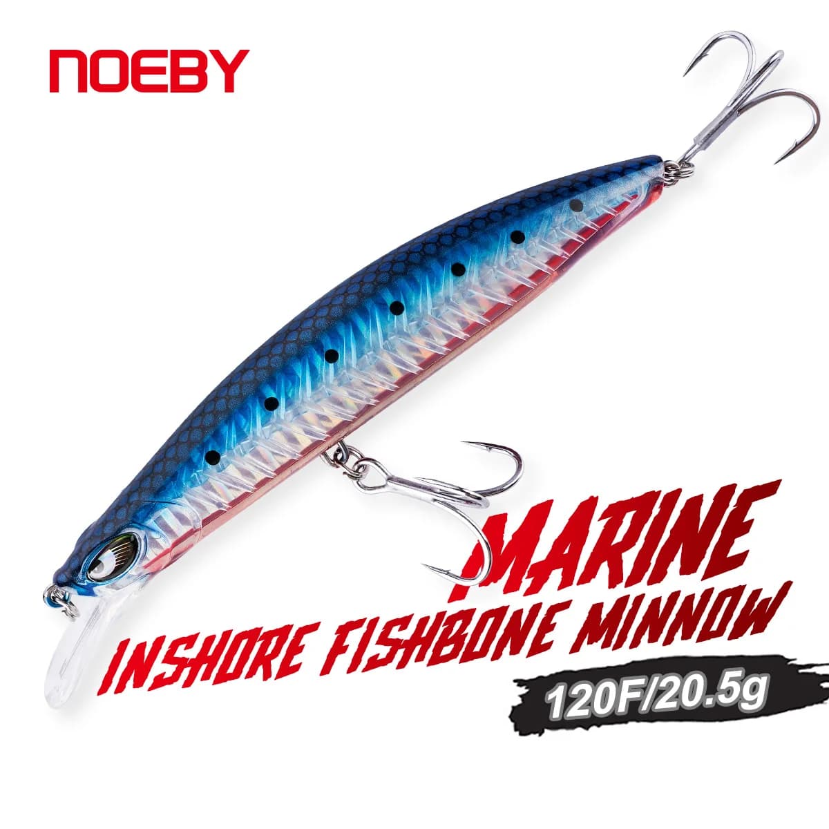 Noeby Minnow Fishing Lure 120mm 20.5g Costiera Rinforzata Osso di Pesce Wobbler Esca Dura Artificiale Lato Piatto Esche da Pesca in Mare