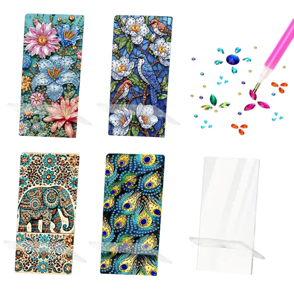 1 Piece / DIY Diamond Painting Phone Stand and Mirror, with Floral Pattern, Small and Portable, Suitable for Carrying Around, Fo