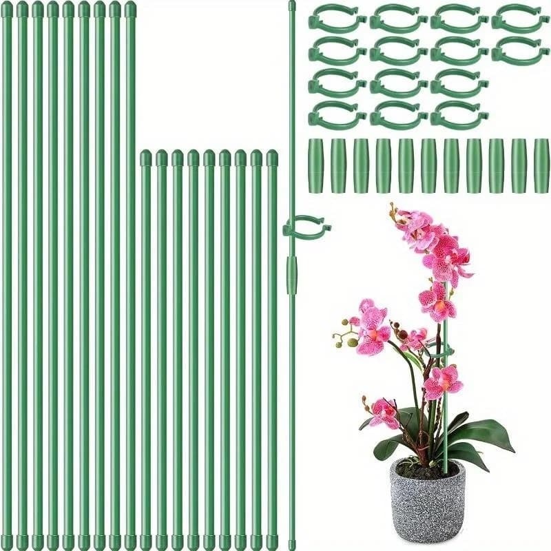 Set di 28 Supporti Regolabili per Piante con 28 Anelli e 14 Connettori per Piante da Interno ed Esterno, Fiori in Vaso, Pomodori, Rose