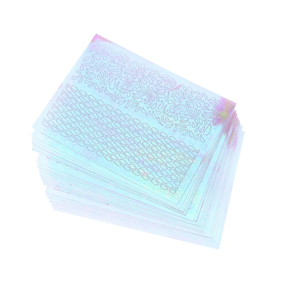 6pcs Nail Polish Art Stencil Stickers Manicure Holographic Decals Hollow
