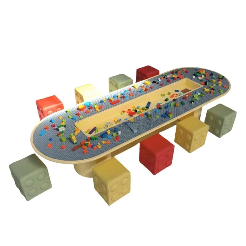 Tavolo multifunzionale con blocchi da costruzione, puzzle in legno Le Valley, giocattoli assemblabili di grandi dimensioni, tavolo da gioco per bambini