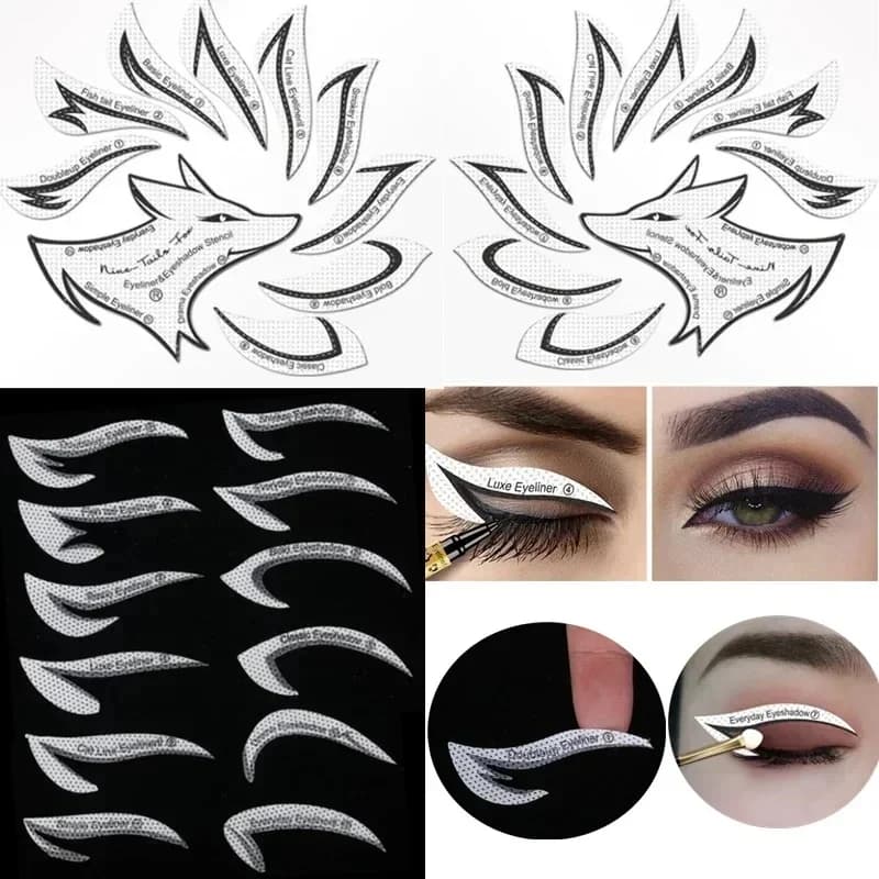 1-7p Eyes Makeup Stencils Winged Eyeliner Stencil Template Shaping Tools Eyebrows Eye Shadow Makeup Template Tool Stickers Card