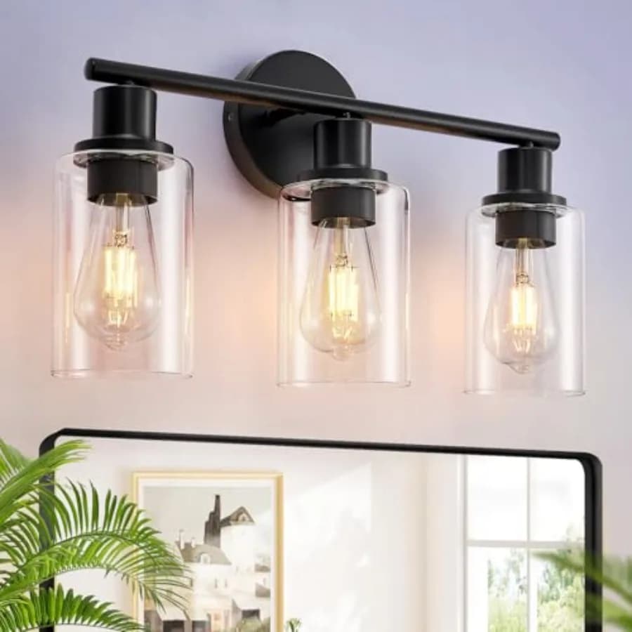 Lampade da Bagno DLLT: Luci Moderne da 18,51 Pollici con Paralume in Vetro Trasparente - Lampada da Parete per Specchio, Cucina, Soggiorno