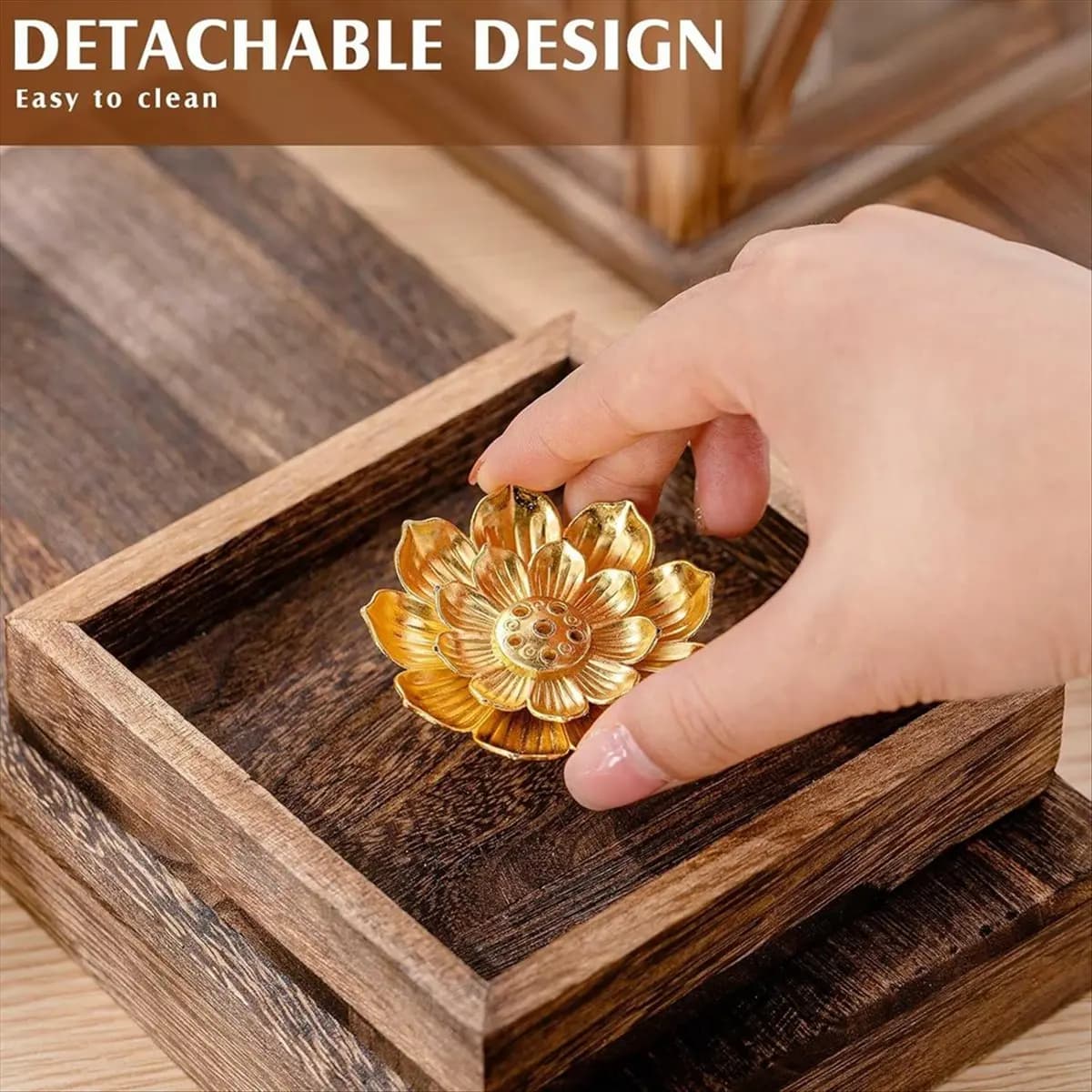 ABLQ 30 Pieces Incense Holder, Gold Lotus Incense Sticks Holder, Zinc Alloy Incense Holder Anti Ash Spilling for Stick/Coil