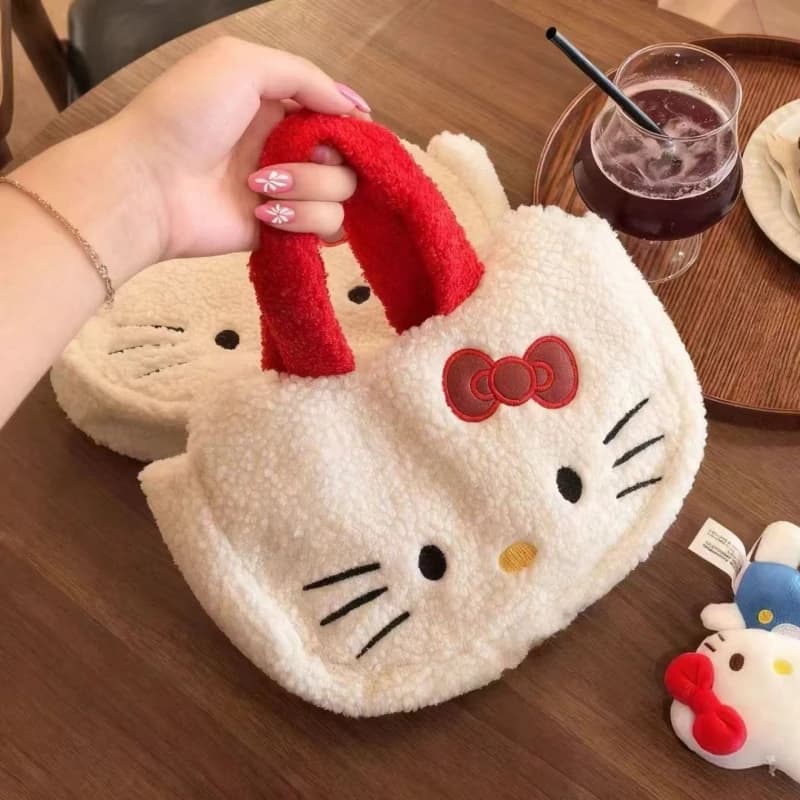 Borsa a tracolla carina Borse con cerniera Tote Borse a spalla singola con design di agnello Borsa di tela dolce per pendolari Borsa tote per gatti dei cartoni animati