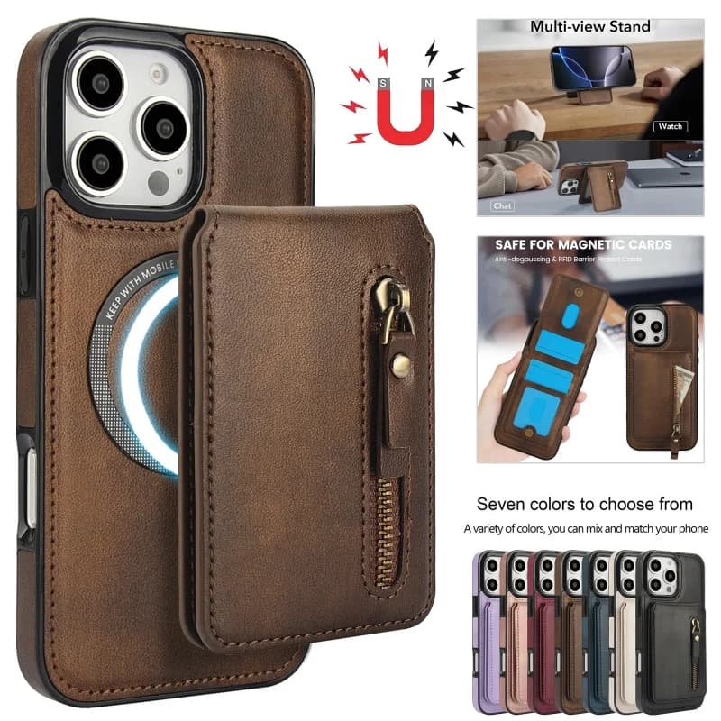 2 In 1 Detachable Leather Wallet Phone Case for iPhone 17 Air 16 Pro Max 15 Plus 14 13 12 11 8 7 X XS Magnetic Card Slots Cover