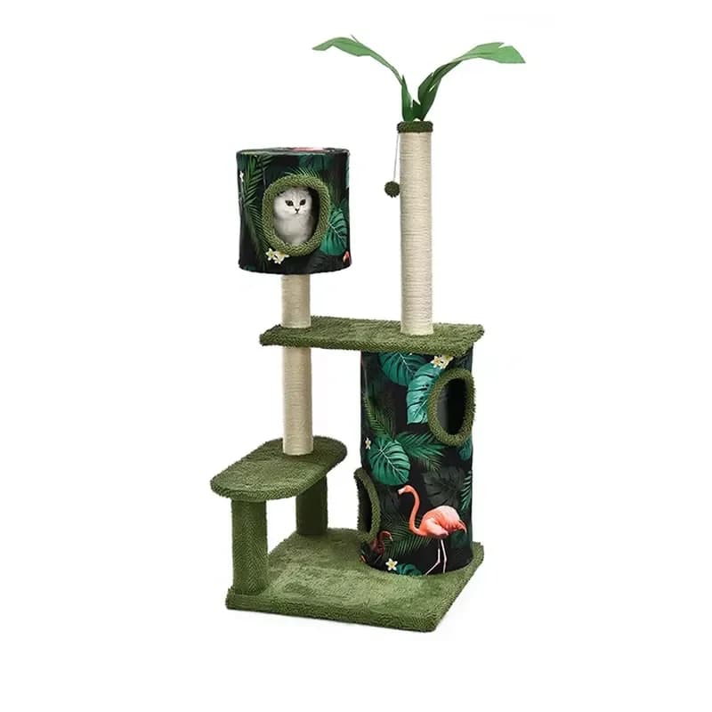Petstar Large Cat Tree Condo with Sisal Scratching Posts Perches Houses Hammock Cat Tower Furniture Kitty Activity Center