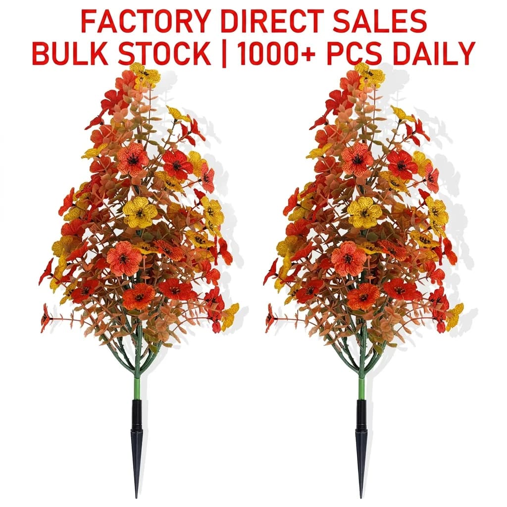 Outdoor Decorative Flowers Maintenance-Free Ground Plug Flowers Fake Floral Plants Waterproof Garden Decoration Flowers