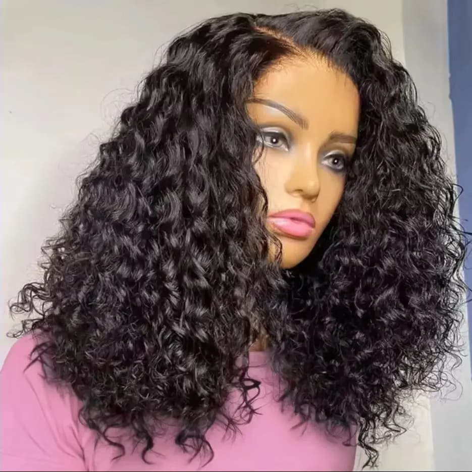 300% Density Short Water Wave Bob Wig Human Hair 13x4 Lace Frontal Human Hair Wigs 2x6 Lace Closure Burmese Curly Human Hair Wig