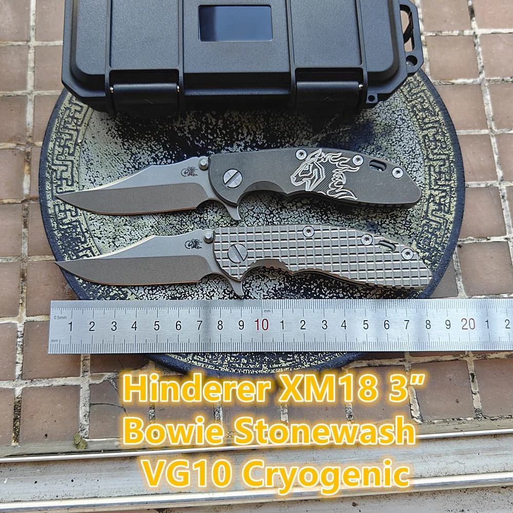 Cryo Vg10 3" Blade Hinderer XM18 Titanium Handle Ceramic Bearing JUFULE Utility Knife Kitchen Pocket Camp Hunt Outdoor EDC Tool