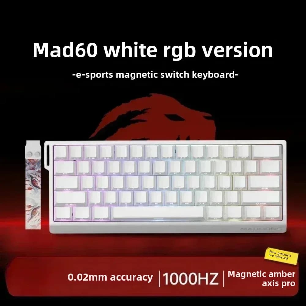 MADLIONS MAD 60/68HE Tastiera con interruttore magnetico da gioco 61/68 tasti Wired Custom Web Drive Ritorno RT Corsa della tastiera regolabile HotSwap