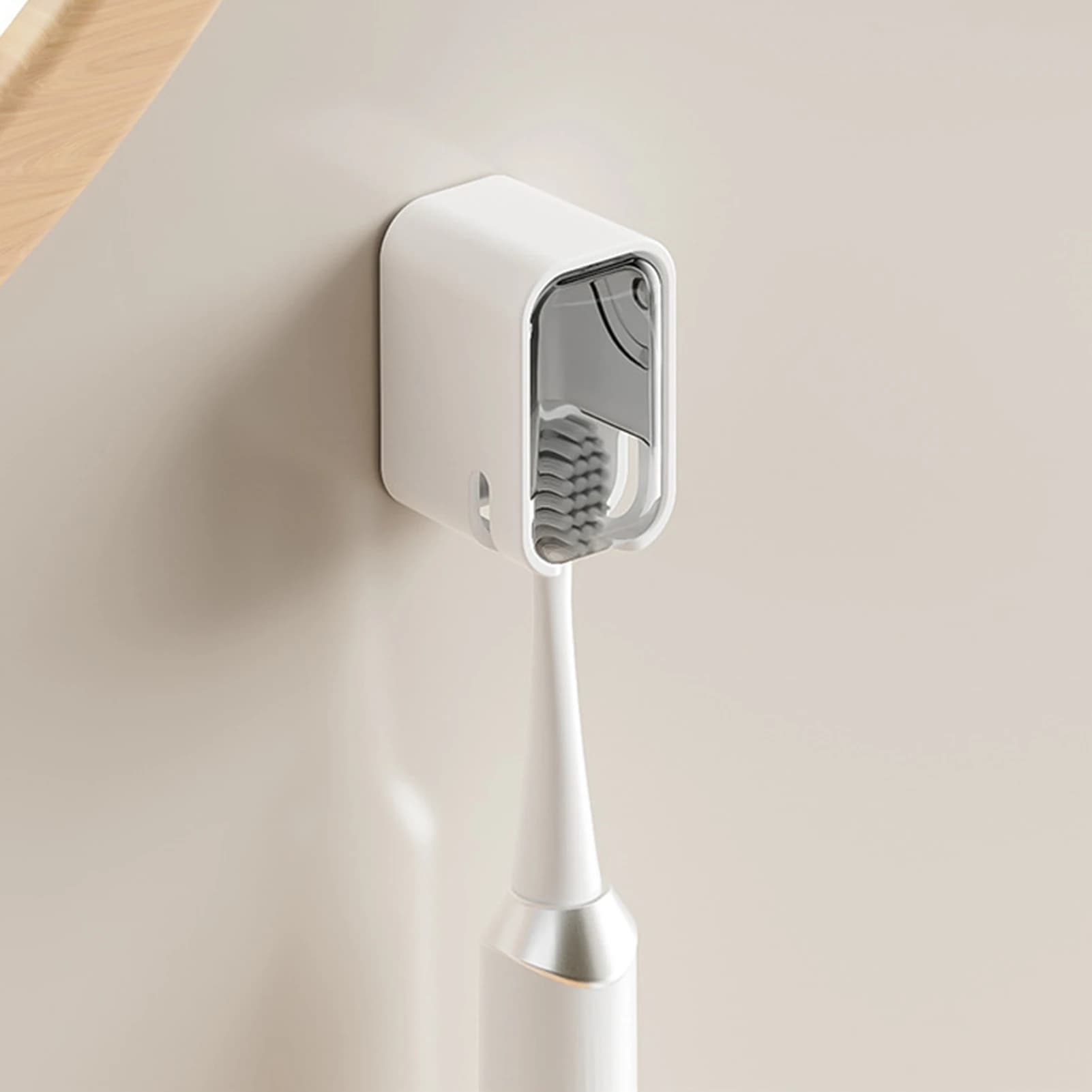 Plastic Toothbrush Holder for Bathroom Family Home Dustproof Wall Mount Electric Toothbrush Rack No Drill Organizer Durable