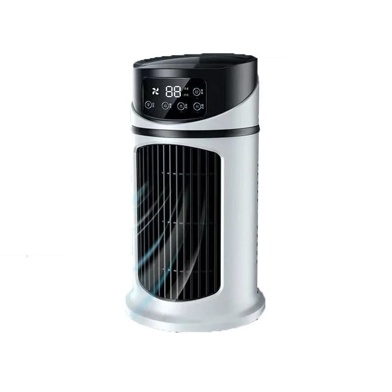 Condizionatore d'aria portatile 3 in 1, umidificatore e ventola con raffreddamento USB, design a cristalli di ghiaccio, display digitale - Bianco