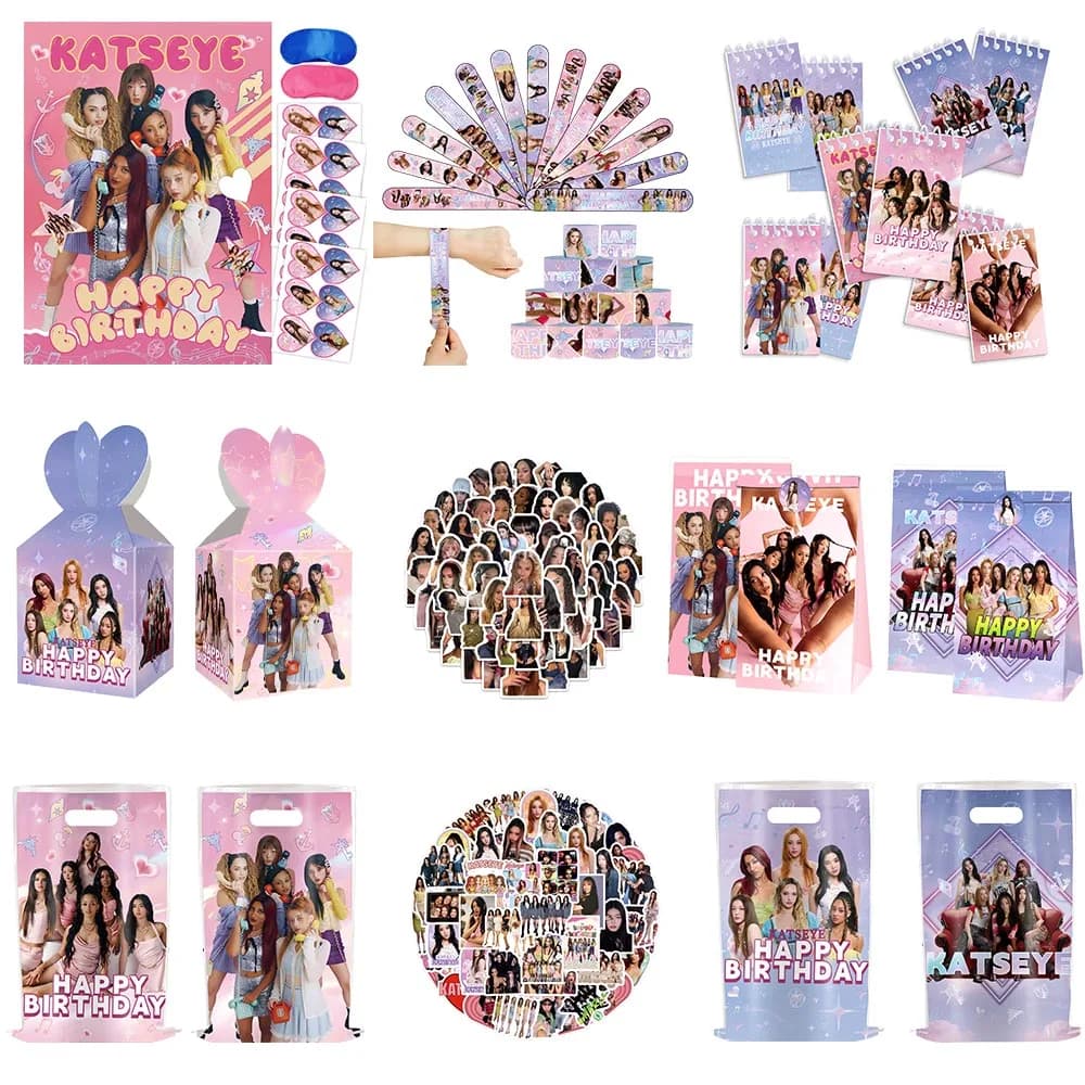 Birthday Party Supplies Katseye Gift Bag Notebook Plates Balloons Shower Birthday Party Toy
