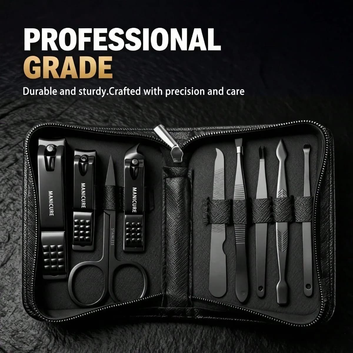 Kit professionale per la cura delle unghie da 6/9 pezzi con custodia da viaggio - Pinze per cuticole in acciaio inossidabile, strumenti per la cura di mani e piedi, tagliaunghie