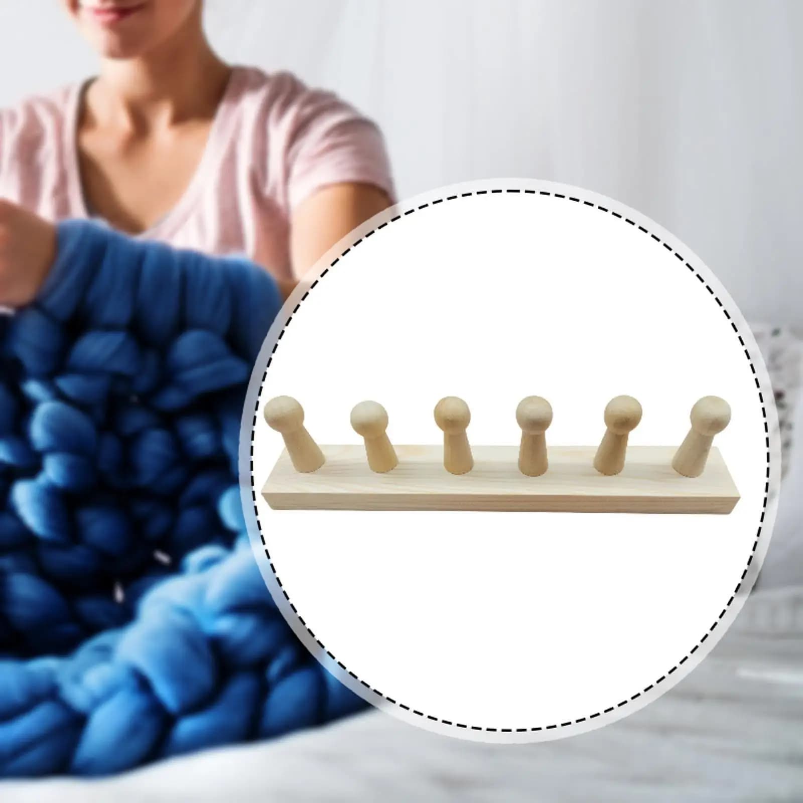 Chunky Blanket Knitting Loom Wooden Frame DIY Yarn Craft for Weaving Hobbyists Beginners Tapestry Scarf Shawl Portable Adult Kit