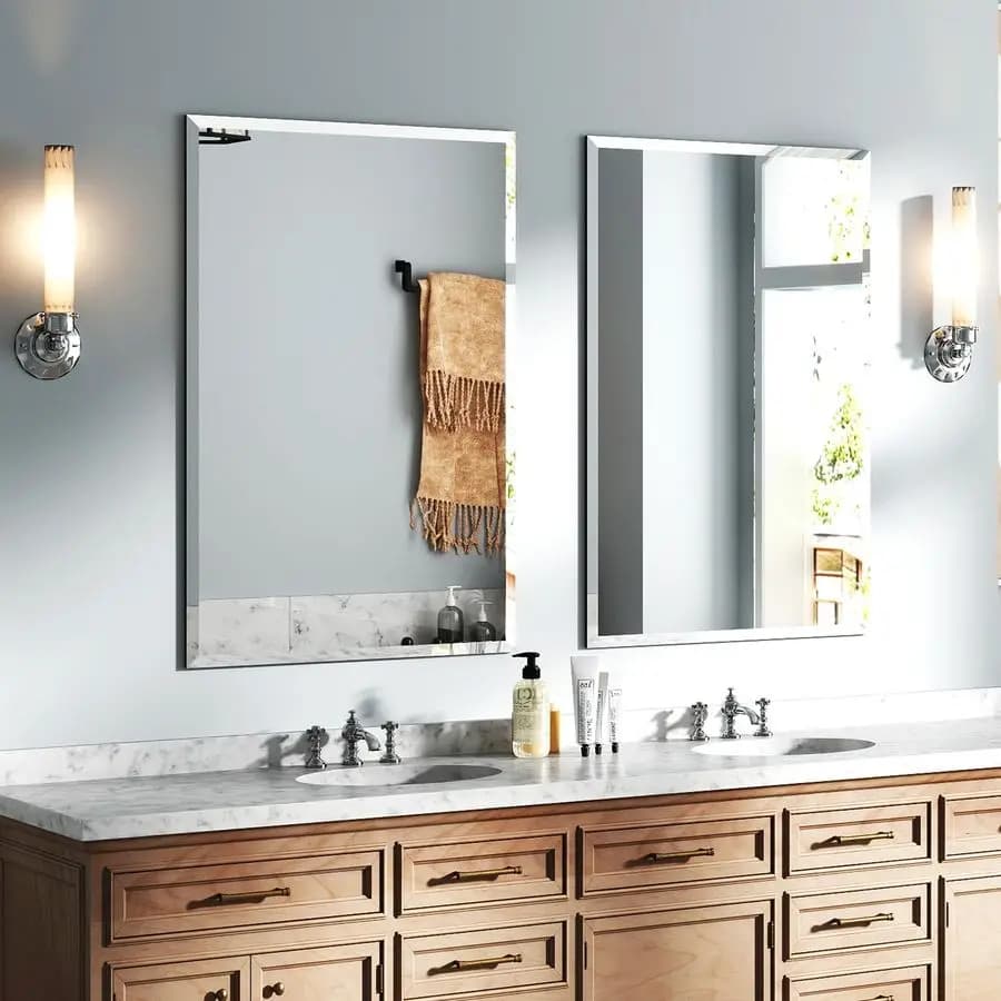2 Pacchi di Grandi Specchi da Parete per Bagno, Specchio Smussato Senza Cornice 24x36, Specchio Rettangolare da Parete, Specchio Verticale e Orizzontale
