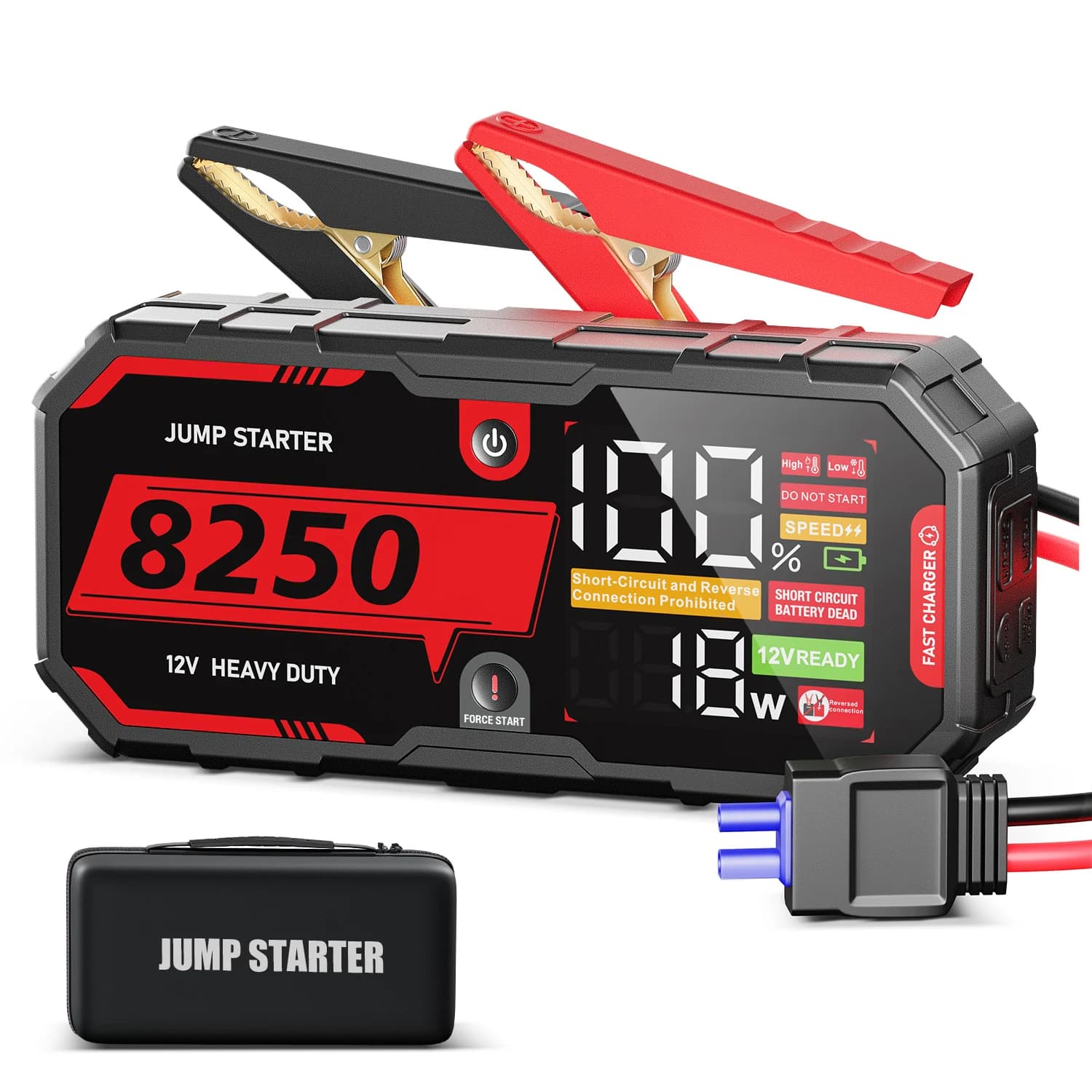 Avviatore di emergenza per batteria per auto portatile professionale 16000mAh 12V 3400A 960CCA con morsetti intelligenti per motori a benzina di grandi dimensioni da 10 litri