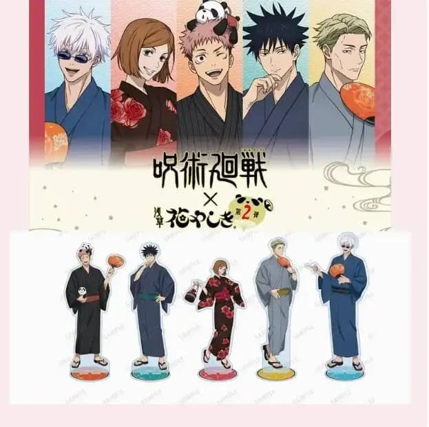 Decorazione da Scrivania Jujutsu Kaisen, Figurina in Acrilico di Fushiguro Megumi e Gojo Satoru con Accappatoio Kimono