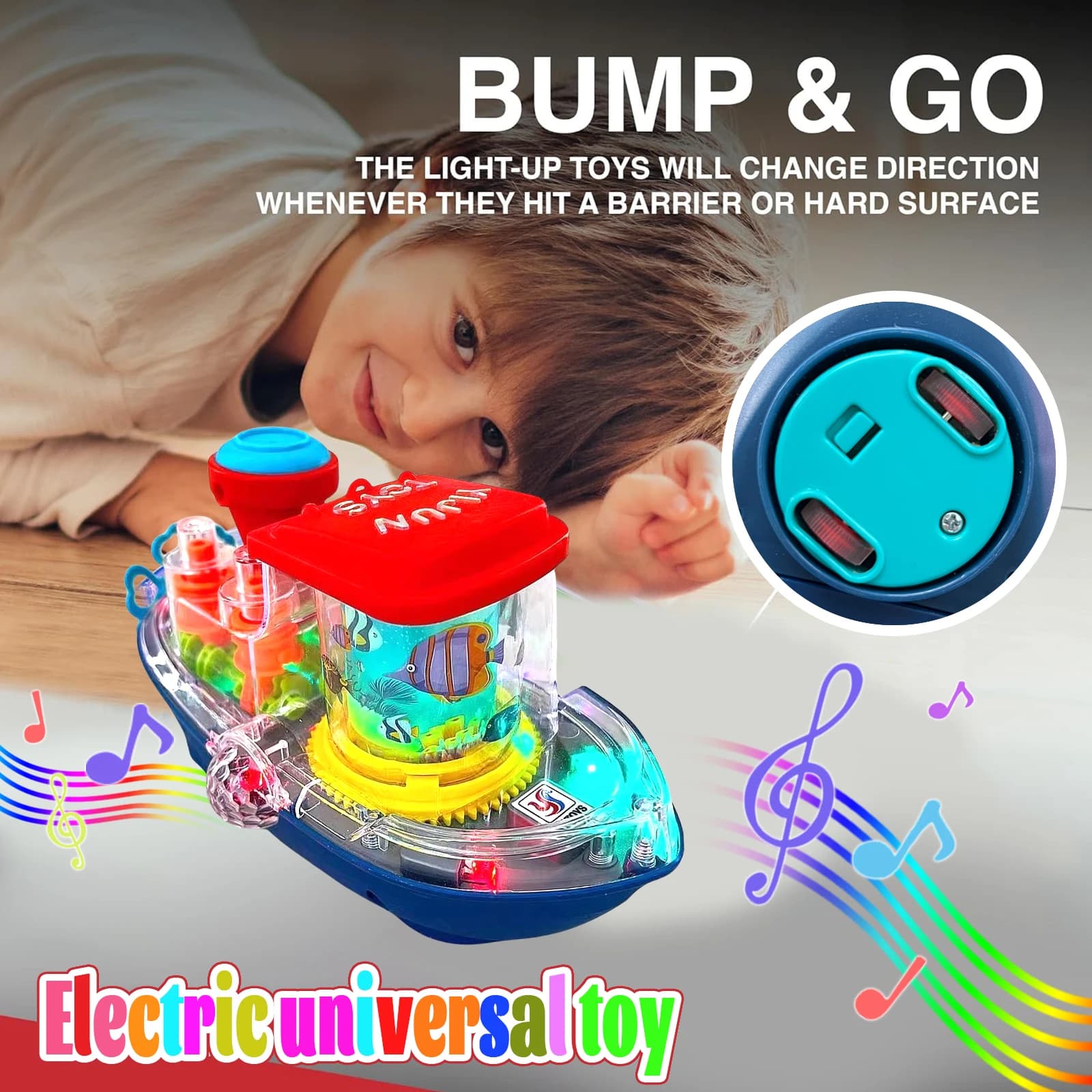 Rotating Cruise Ship Toy with Clear Electric Simulation Gears With Sound And Colorful Light, Perfect Gift For Kids