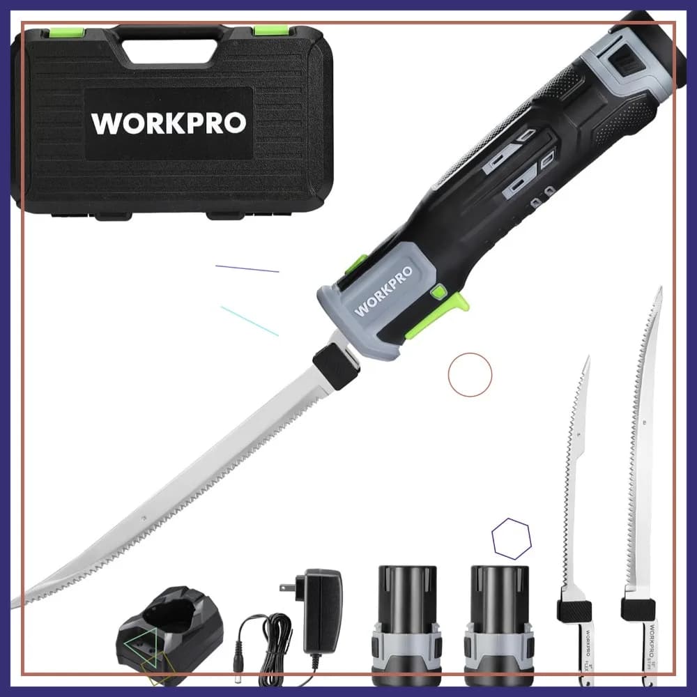Coltello Elettrico Senza Fili 12V per Filettatura con Lame da 8'' e 10'', Strumento per Pulizia del Pesce per Cucina Domestica e Pesca