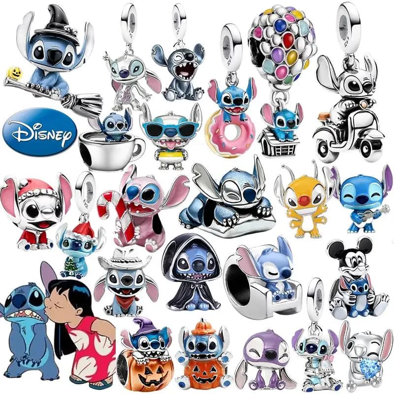 Ciondoli in Argento Sterling 925 Disney Lilo & Stitch Nuova Serie, Charm per Bracciali e Collane, Gioielli Fai-da-Te, Regalo di Compleanno per Donne