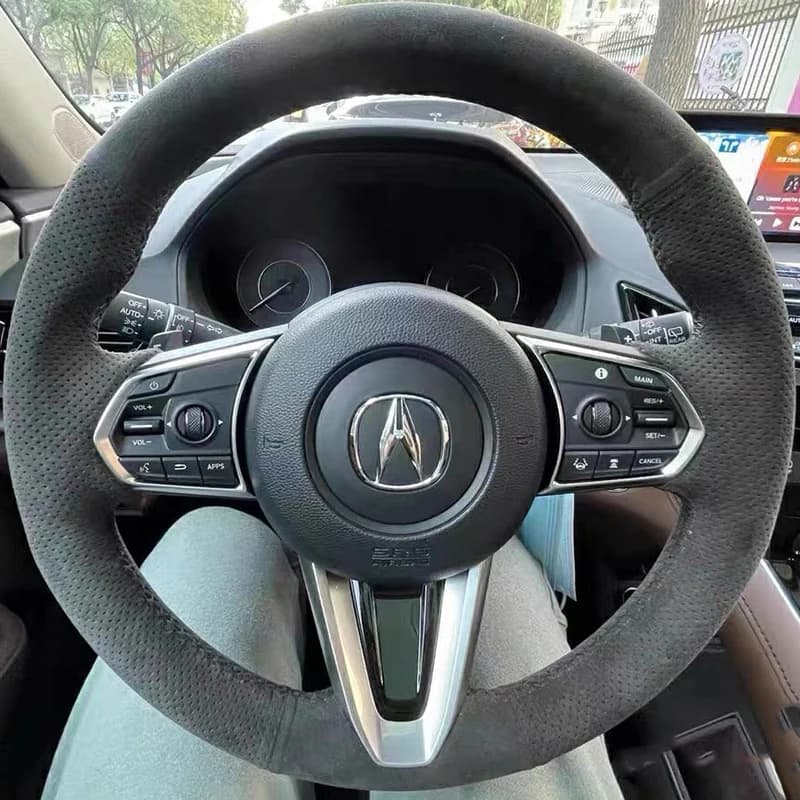 Per Acura RDX 2018 2019 2020 2021 Coprivolante per auto in pelle scamosciata antiscivolo cucito a mano