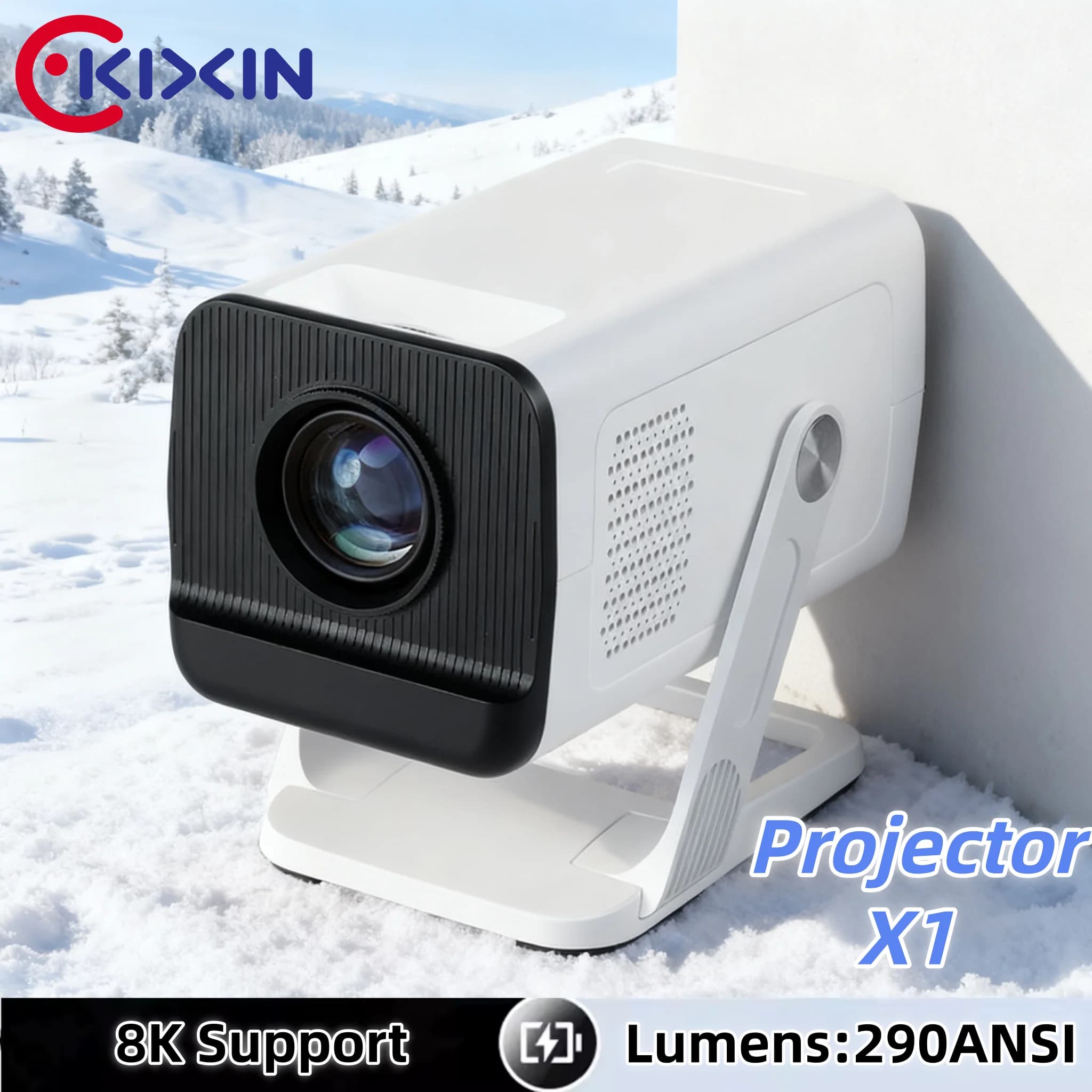 KIXIN Proiettore Android 14 Proiettore HD ufficiale Netflix 4K 290ANSI WiF6 BT5.4 Keystone Smart Android TV Home Cinema proiettore 4K