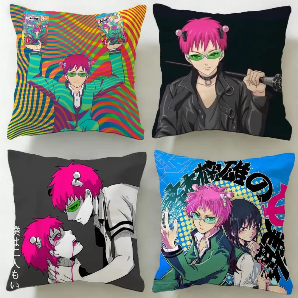 Fodera per cuscino anime The Disastrous Life of Saiki K, morbida e facile da lavare – versatile per divano, letto, viaggi e ufficio