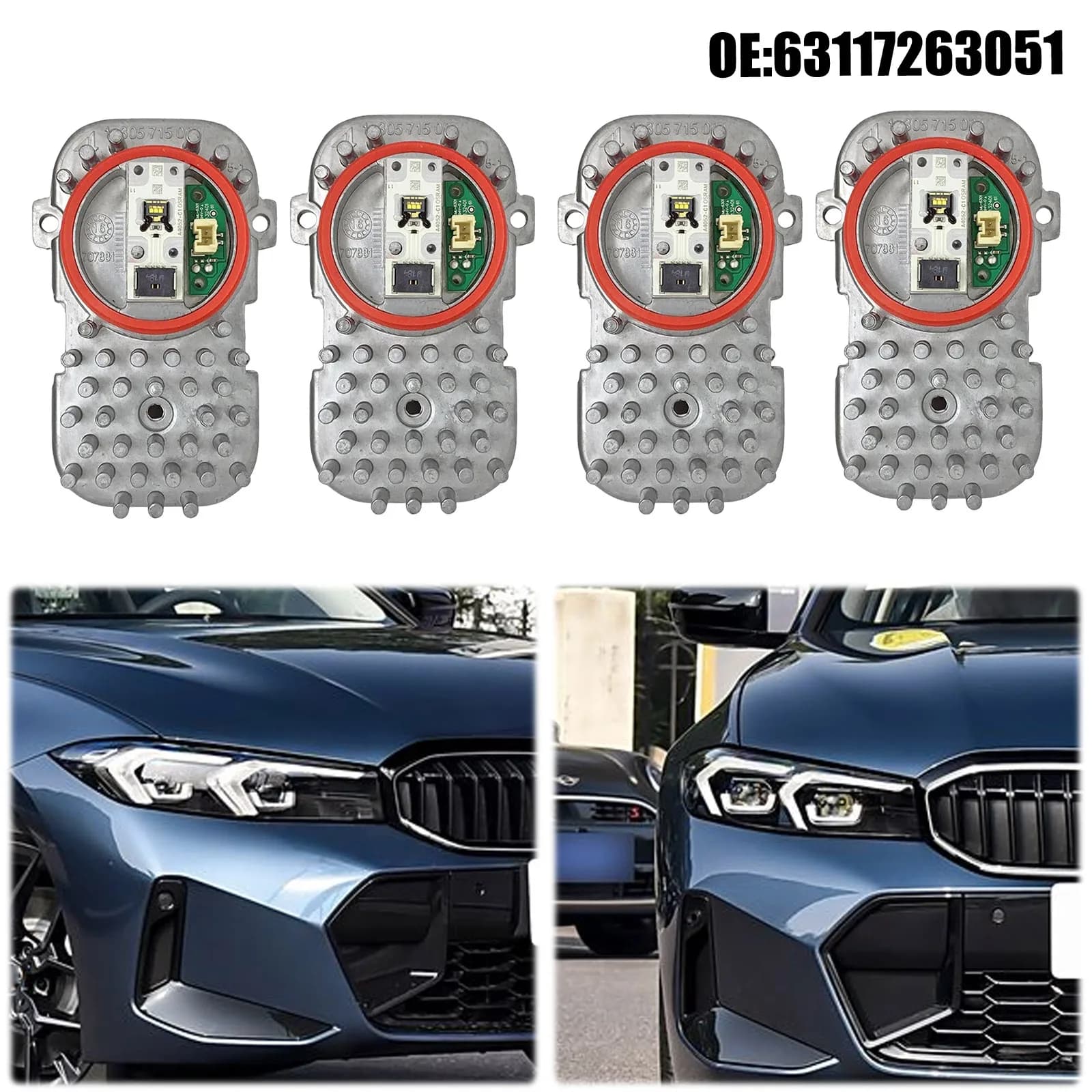 Moduli LED Xenon per Fari con Luce Diurna Gialla 63117263051, Moduli DRL Gialli per BMW 428i 435i 2014-2016 Xenon