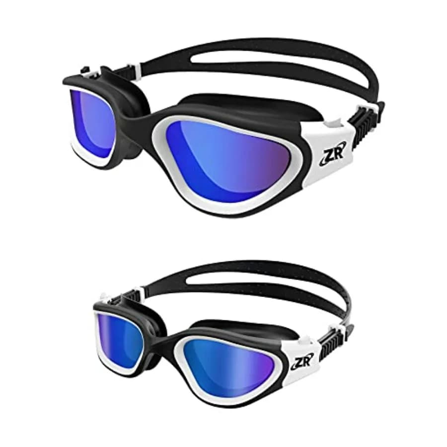 Swim goggles for kids and adults, polarized lenses, black frame, UV protection and anti-fog