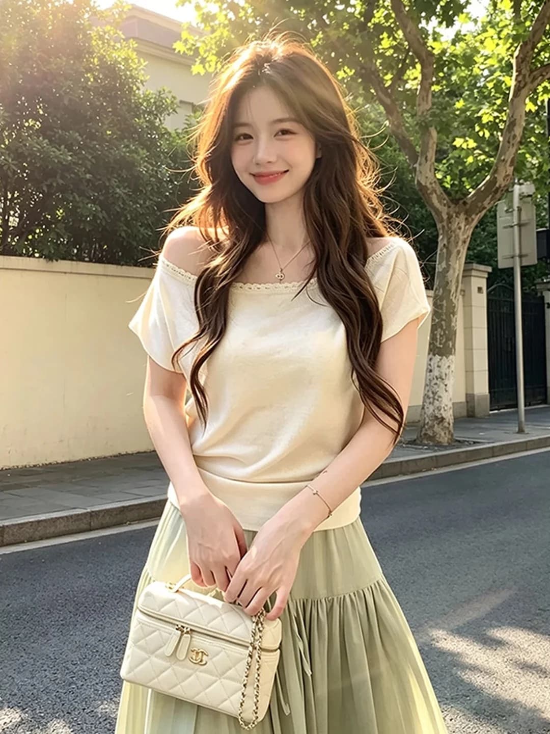 Slim Fit Short Sleeve Shoulder Bared T-Shirt Women's Summer New Design Trendy Body Shape Enhancing Personality Casual Top