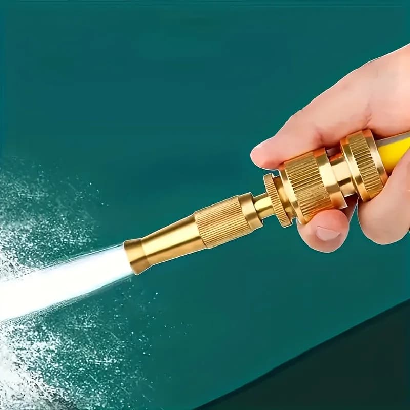 Ugello per tubo flessibile a collegamento rapido da 1 pezzo con spruzzo regolabile - Costruzione in ottone resistente, compatibile con tubo da giardino, autolavaggio