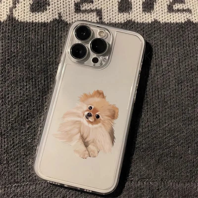 Custodia Trasparente per iPhone con Simpatico Pomeranian Sdraiato, Anti-Caduta e Anti-Shock, Compatibile con iPhone 17 16 15 14 13 12 11 Pro/Max/Plus