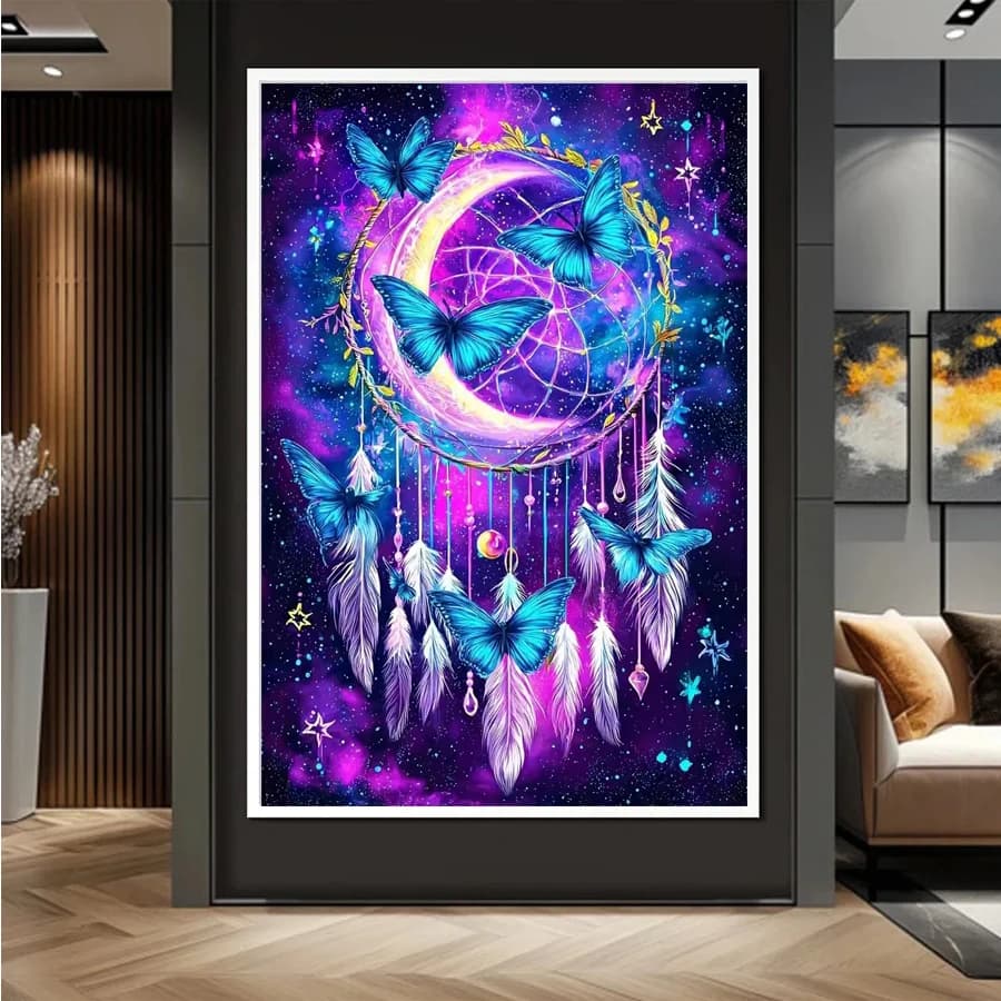 Blue Butterfly Full Square Round Diamond Mosaic Dreamcatcher Landscape New Arrival Diamond Painting DIY Embroidery Wall decor