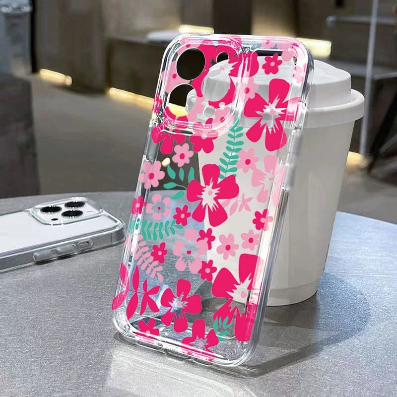 Cover Protettiva con Design a Fiori e Foglie Rosa per Xiaomi 15T Pro 14T 13T 12T 14 11 Lite 4G 5G Poco X7 X6 X5 F7 F6 F5 Pro