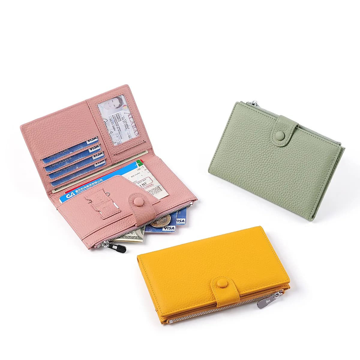 Portafoglio da Viaggio Unisex in Vera Pelle con Protezione RFID, Porta Documenti Sicuro con Scomparto con Cerniera, Accessorio da Viaggio
