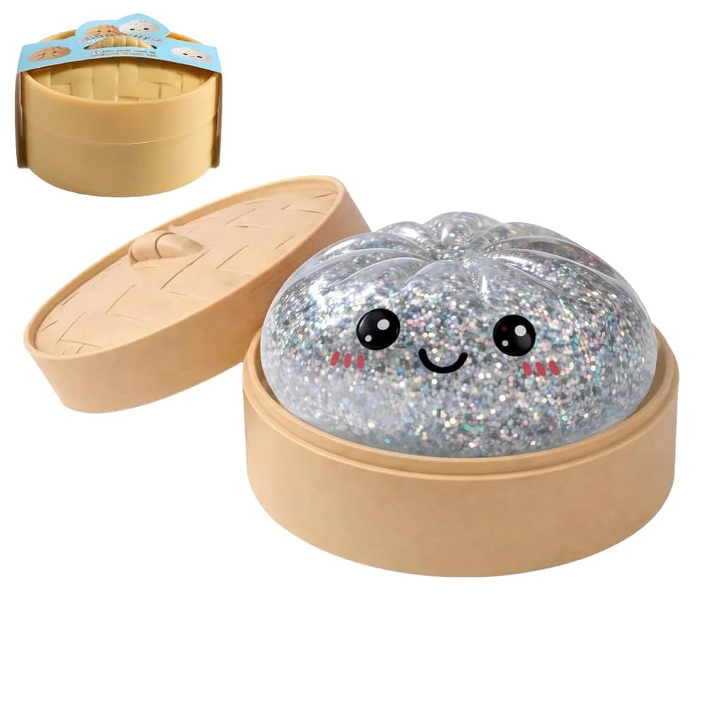 Squishy a Forma di Raviolo con Glitter, Giocattolo Sensoriale Antistress con Scatola, Regalo per Appassionati