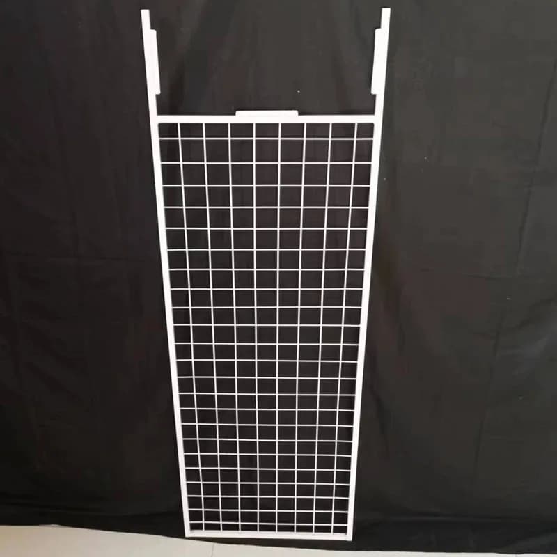 Large Metal grid iron mesh supermarket shelf display rack side decoration hanging rack net Organizer with advertising space
