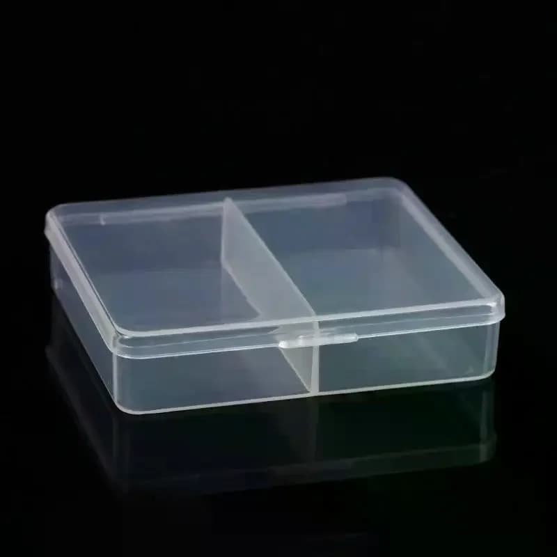 Set di 5 Contenitori Quadrati in PP Trasparente a 2 Scomparti per Conservazione Utensili, Gioielli, Perline, Accessori per Elettroutensili e Oggetti Vari