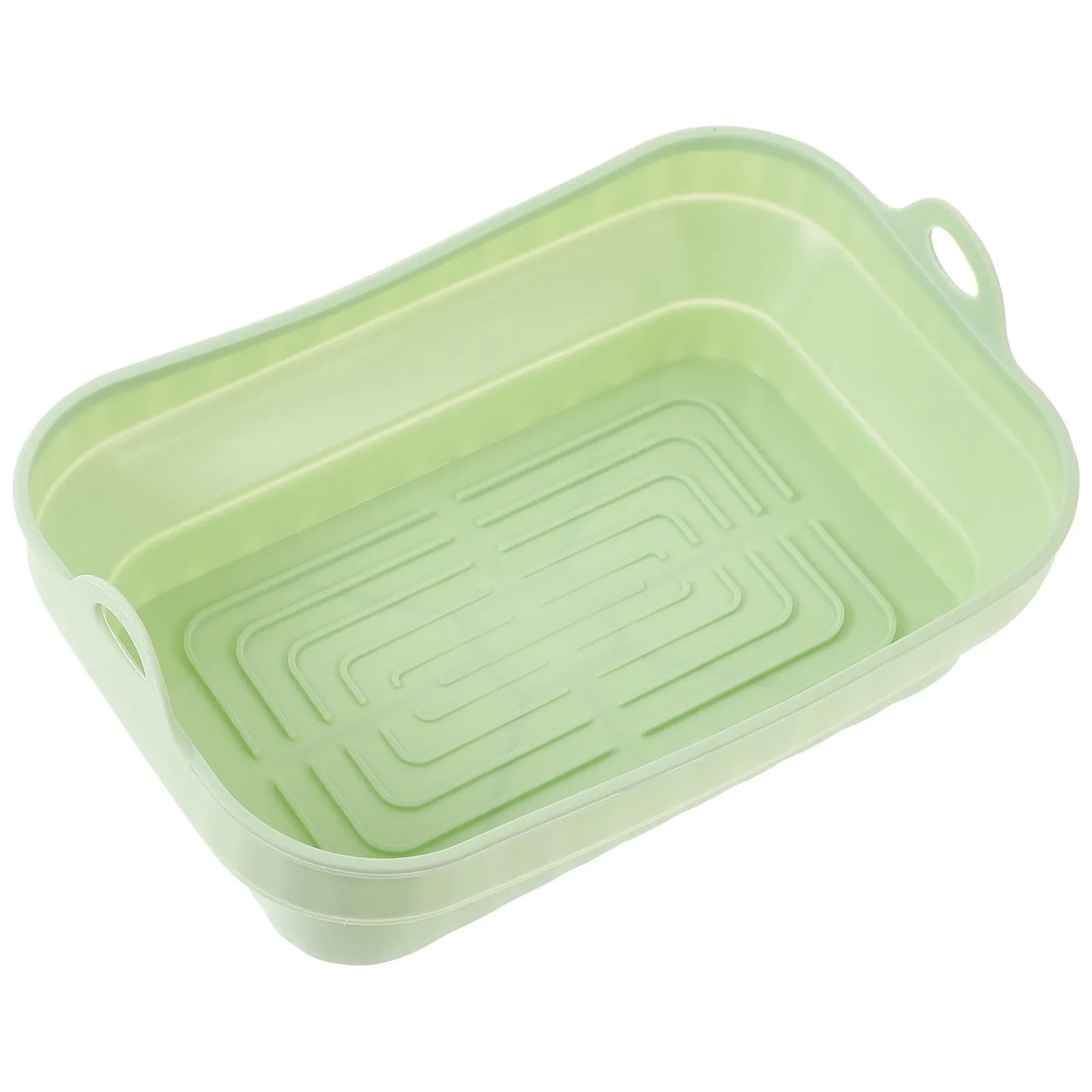 Tappetino in Silicone per Friggitrice ad Aria, Riutilizzabile, con Doppio Manico, Antiaderente, Rettangolare, per Friggere, Cuocere, Forno a Microonde