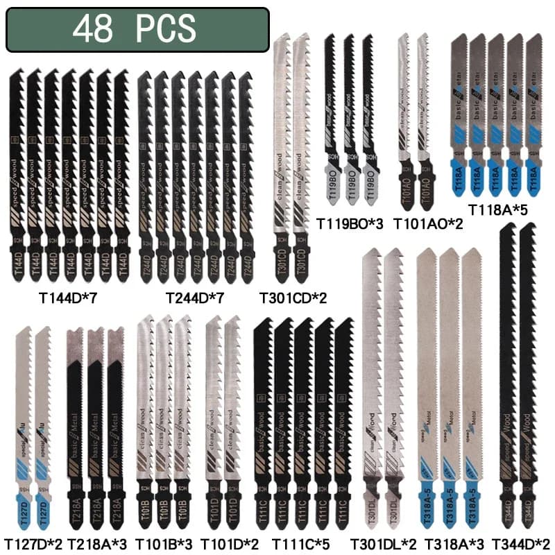 10/20/35/48 Pz Alternate saw blades with T HCS tree Alternate saw blades for assorted wood Plastic Cutting metals T119B T111C T218A T118A T118B